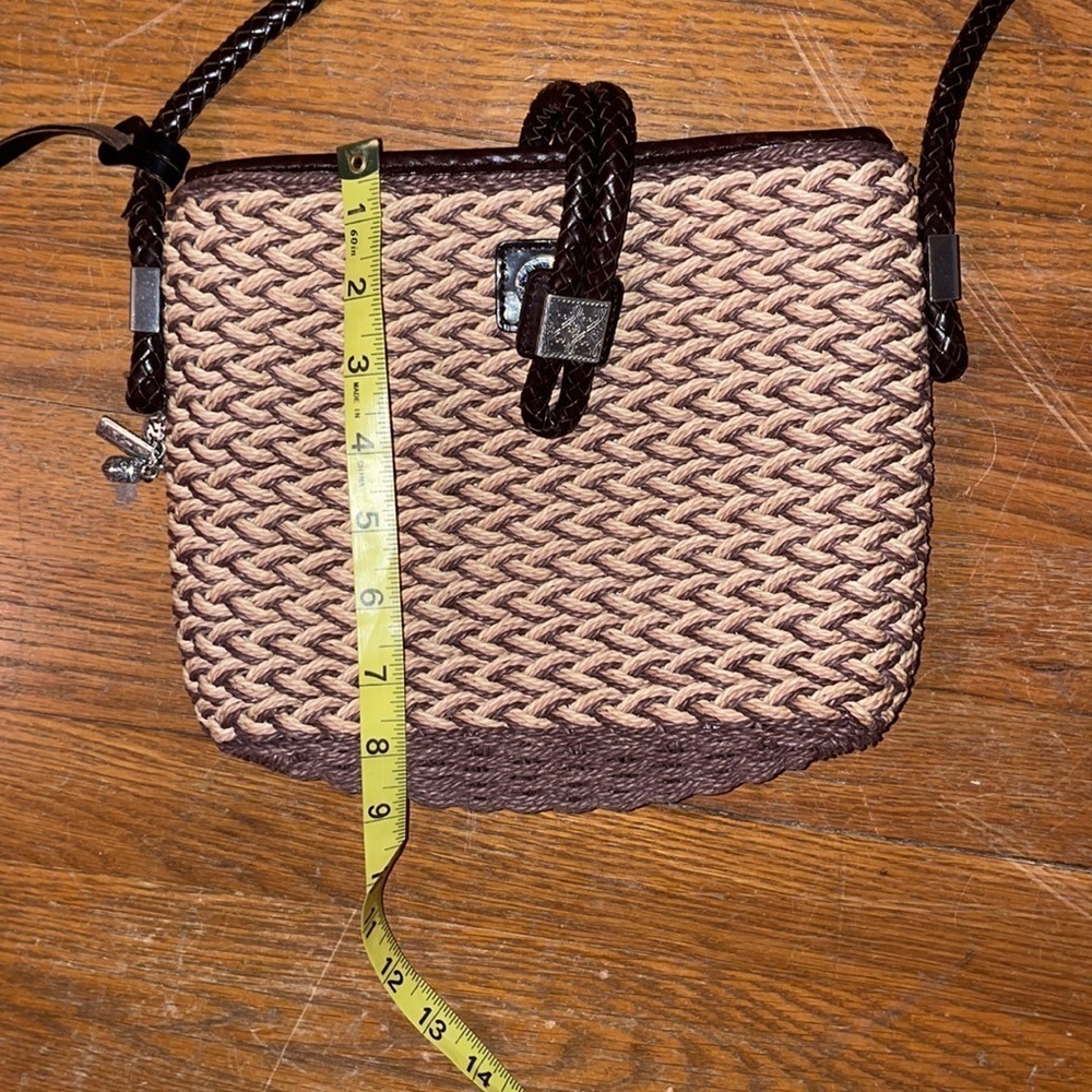 Brighton Woven Crossbody straw wicker leather paisley charm rope braid snap bag - Picture 4 of 12